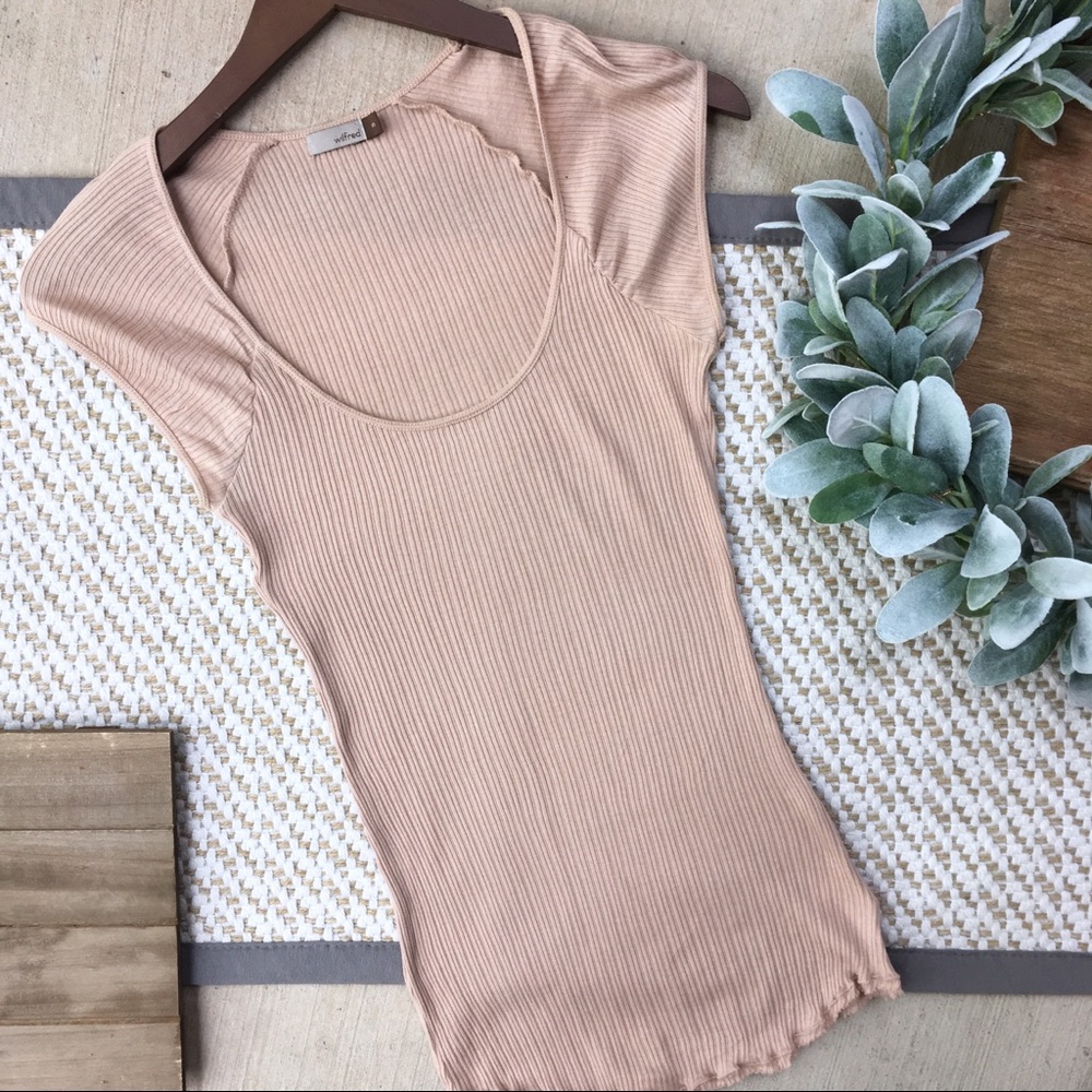 Wilfred Artizia Nude Scoop Neck Soft Ribbed Tee